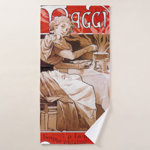 Cooking, Alphonse Mucha Badehandtuch