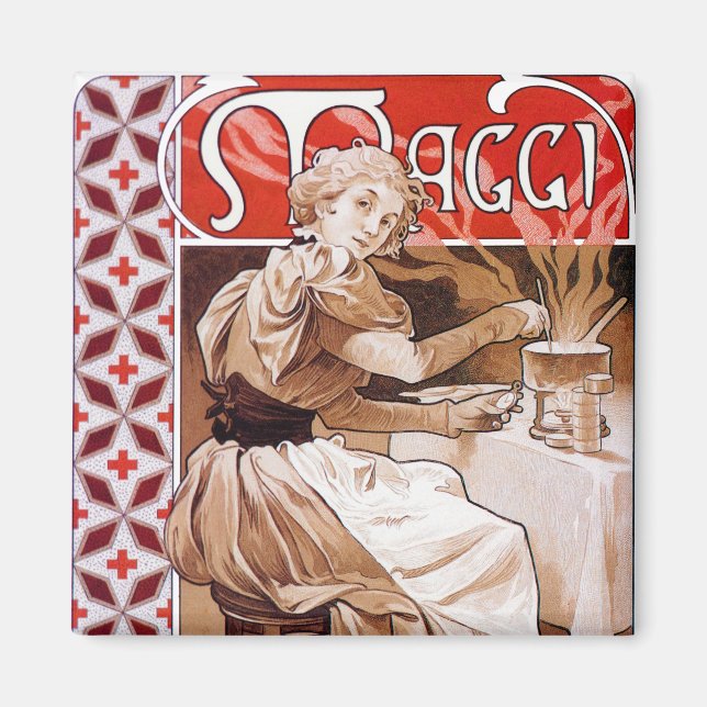 Cooking, Alphonse Mucha Magnet (Vorne)