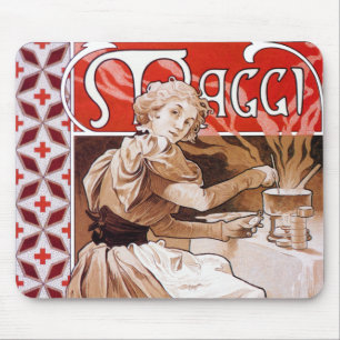 Cooking, Alphonse Mucha Mousepad