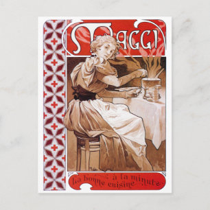 Cooking, Alphonse Mucha Postkarte