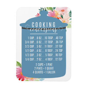 Cooking Converting Chart   Blue Jar Magnet