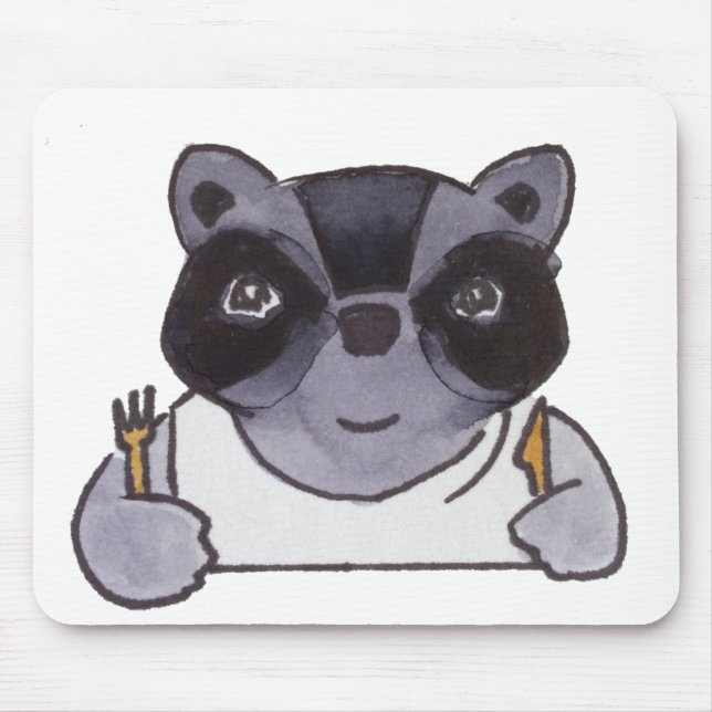 Cooking Food Dinner Niedlich Raccoon Mousepad (Vorne)
