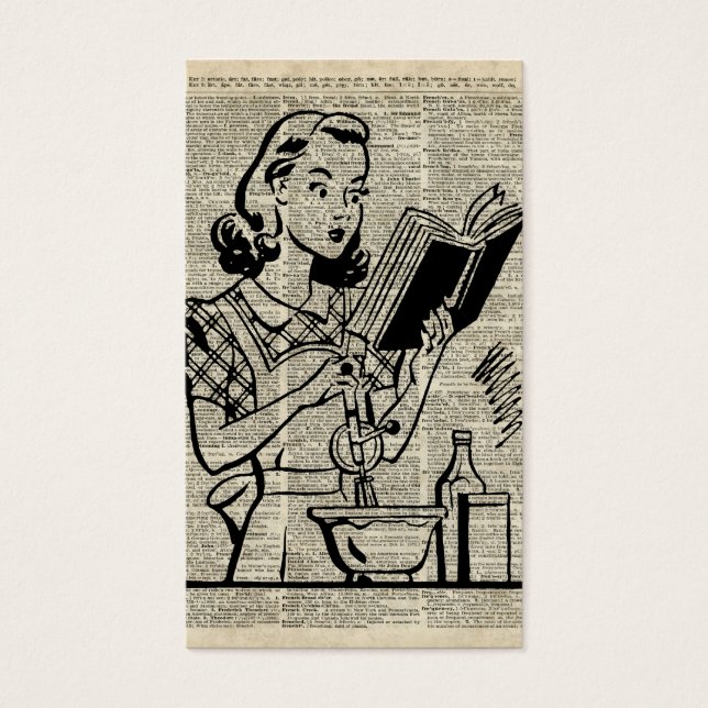 Cooking Girl Illustration über Old Book Page (Vorderseite)
