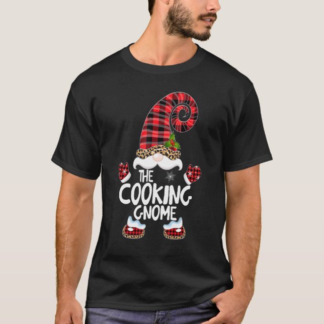 Cooking Gnome Buffalo Kariert Matching Family Chri T-Shirt (Vorderseite)