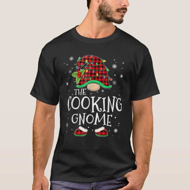 Cooking Gnome Red Plaid Matching Family Christmas  T-Shirt (Vorderseite)