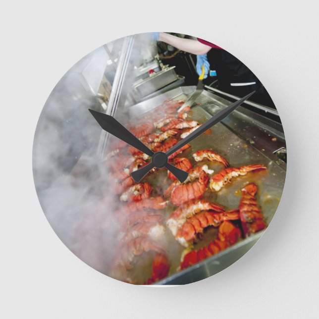 Cooking Hummer Schwanz Runde Wanduhr (Vorderseite)