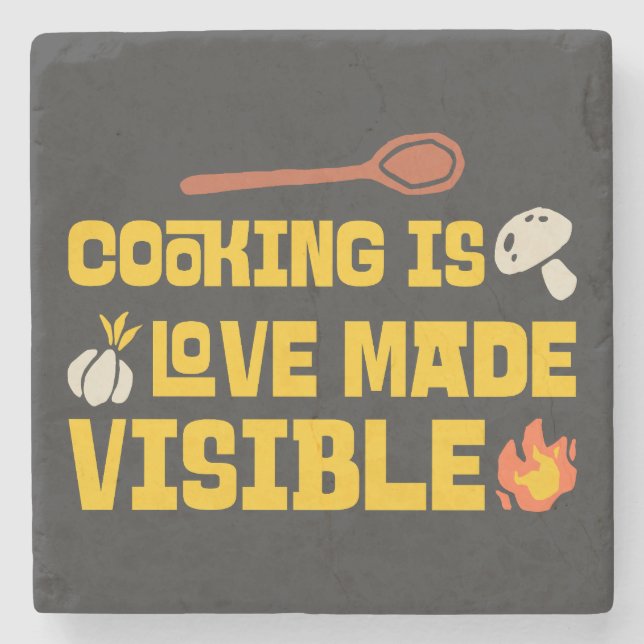 Cooking Is Love Made Vue Steinuntersetzer (Vorderseite)