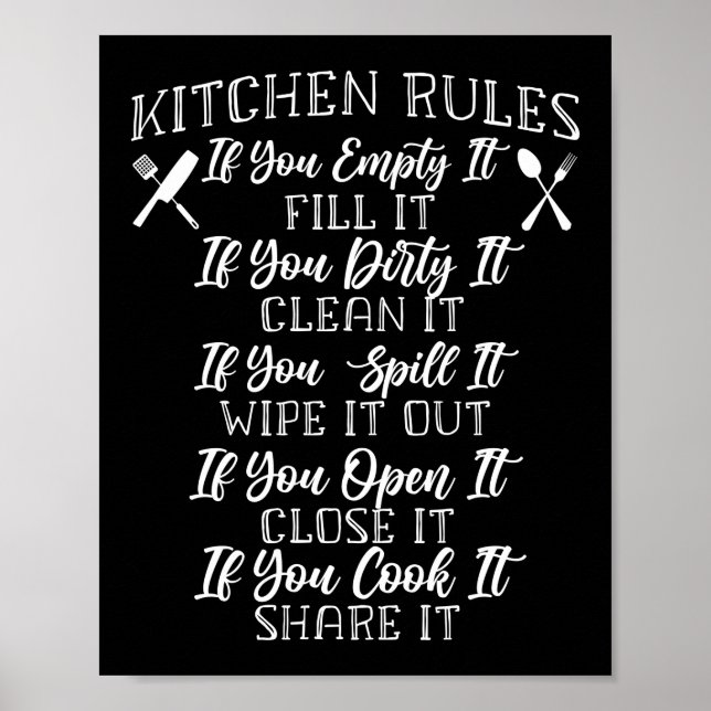 Cooking Kitchen Chef Kitchen Rules If You Empty It Poster (Vorne)