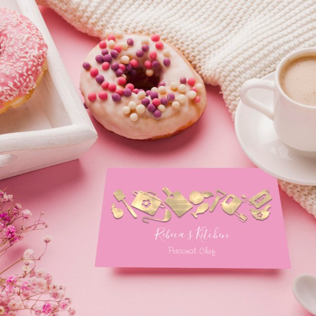 Cooking Koch Restaurant Catering Logo QR Pinky Visitenkarte (Von Creator hochgeladen)