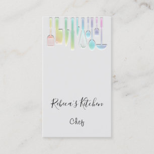 Cooking Logo Koch Restaurant Grau Holographic Visitenkarte