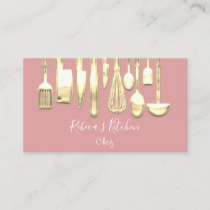 Cooking Logo Koch Restaurant Stilvolle Knifes Rose Visitenkarte