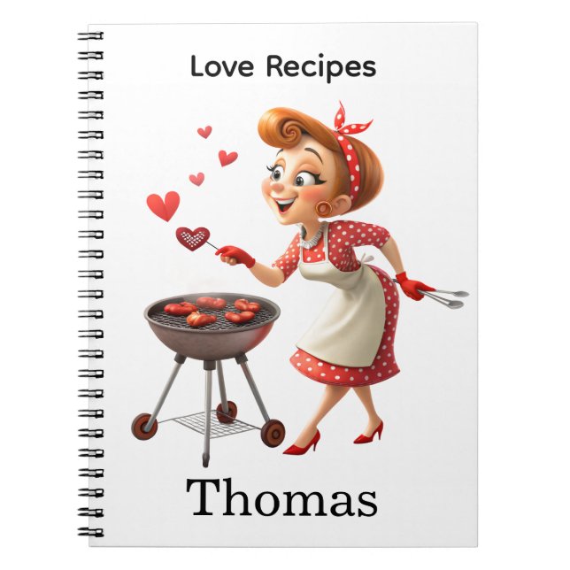 Cooking Love Red Hearts Recipe Spiral Notebook  Notizblock (Vorderseite)