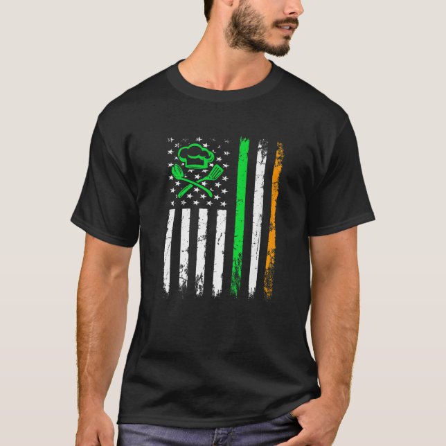 Cooking Lover Irish American Flag St Patrick's Day T-Shirt (Vorderseite)