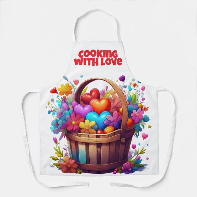 COOKING MIT LIEBE Überdrucken Schürze, Mittel Schürze (Vorderseite)