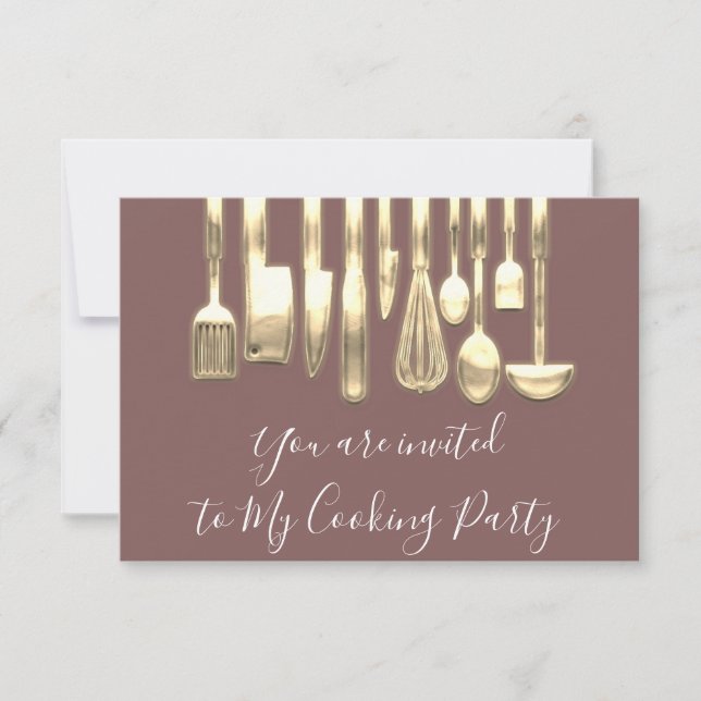 Cooking Party Koch Golden Kitchen Rose Gold Einladung (Vorderseite)