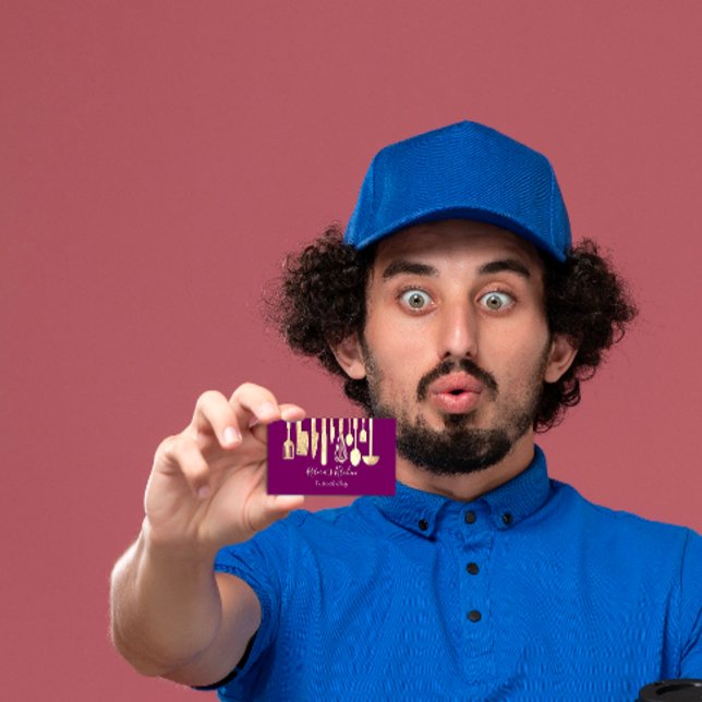 Cooking Personal Koch Restaurant Catering Lila Visitenkarte (Cooking Personal Chef Restaurant Catering Purple Business Card)