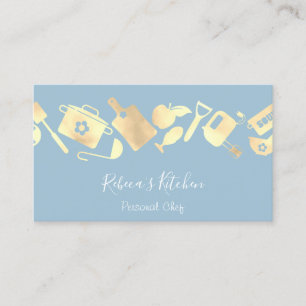 Cooking Personal Koch Restaurant Catering Logo Blu Visitenkarte