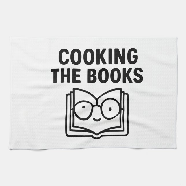 Cooking the Books - Funny Accounting Pun Geschirrtuch (Horizontal)