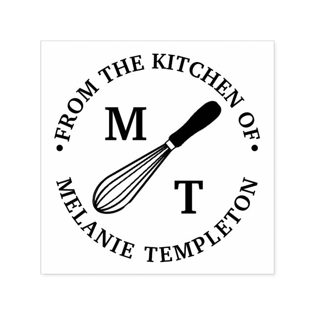 Cooking Whisk "From the kitchen" Name Monogram Permastempel (Design)