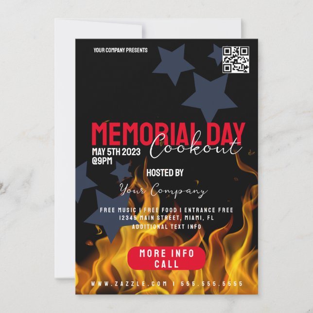 COOKOUT Memorial Day Event Patriotische Flyer Einladung (Vorderseite)