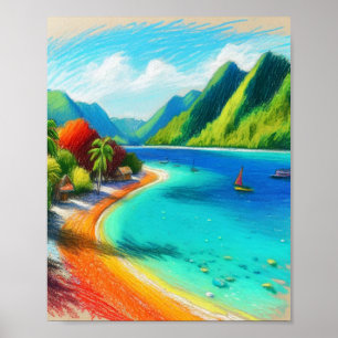 Cook's Bay, Moorea, Französisch-Polynesien Wasserf Poster