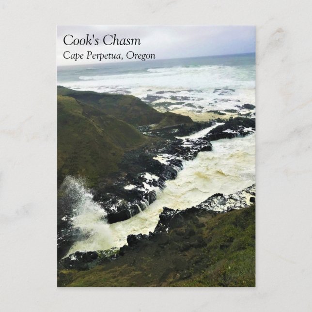 Cook's Chasm, Cape Perpetua, Oregon Coast Postcard Postkarte (Vorderseite)