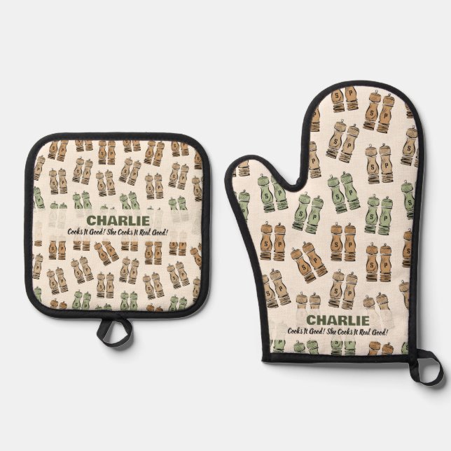 Cooks It Good Personalized  Ofenhandschuh & Topflappen-Set (Vorderseite)
