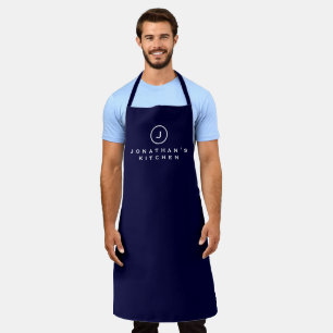 Cook's Kitchen Simple Navy & White Monogram Schürze