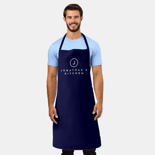 Cook's Kitchen Simple Navy & White Monogram Schürze (Getragen)