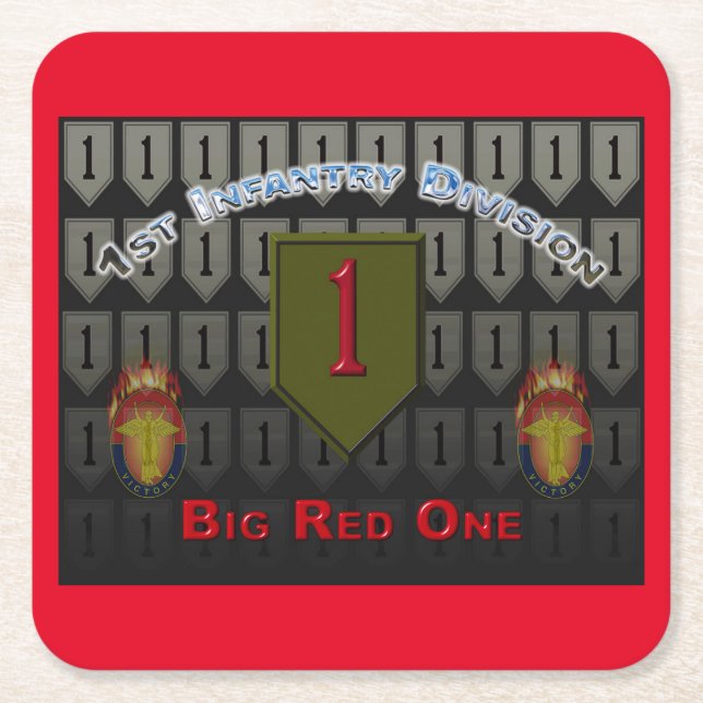 Cool 1. Infanterieabteilung Rechteckiger Pappuntersetzer (Vorderseite)