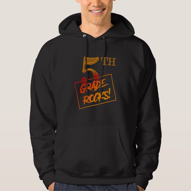 Cool 5th Grade Rocks  Teacher Back To School Hoodie (Vorderseite)