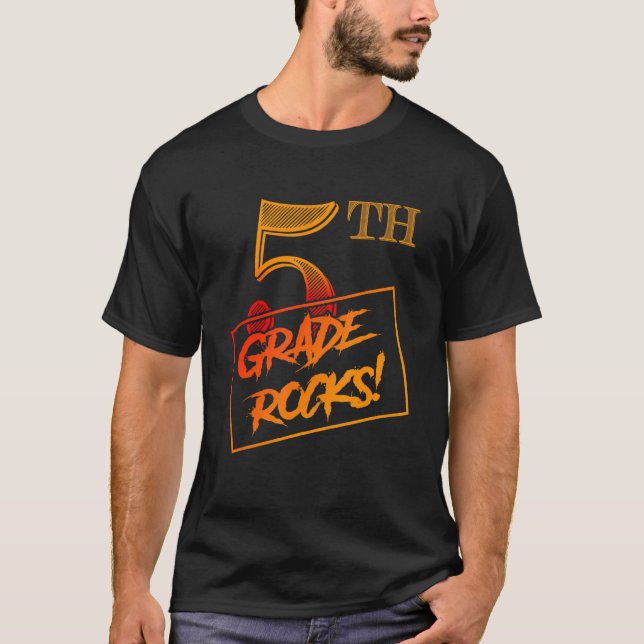Cool 5th Grade Rocks  Teacher Back To School T-Shirt (Vorderseite)