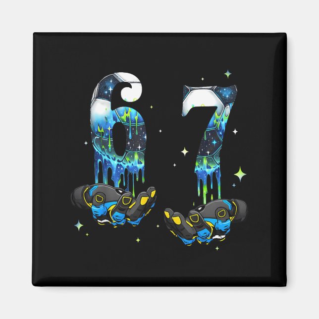 Cool 67 Six Seven Meme Soccer Football Drip Boys K Magnet (Vorne)