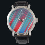 Cool Abstract Red White Blue Brush Strokes Armbanduhr<br><div class="desc">Cool Abstract Red White Blue Brush Strokes</div>