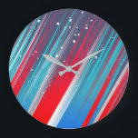 Cool Abstract Red White Blue Brush Strokes Große Wanduhr<br><div class="desc">Cool Abstract Red White Blue Brush Strokes</div>