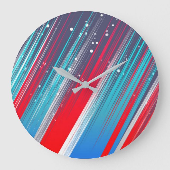 Cool Abstract Red White Blue Brush Strokes Große Wanduhr (Vorderseite)