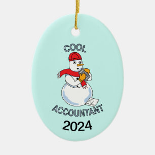 Cool Accountant Snowman Keramik Ornament