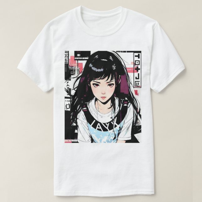 Cool Aesthetic Japanese Anime Girl T-Shirt (Design vorne)