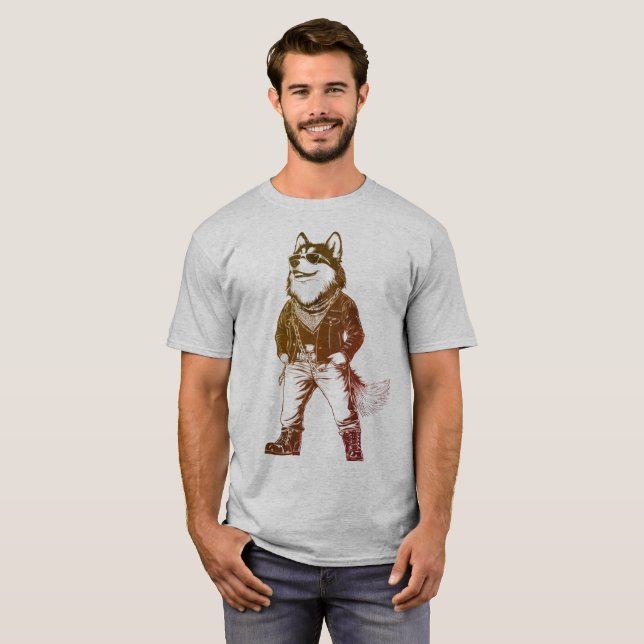 Cool Alaskan Malamute Rapper mit Sonnenbrille T-Shirt (Vorne ganz)