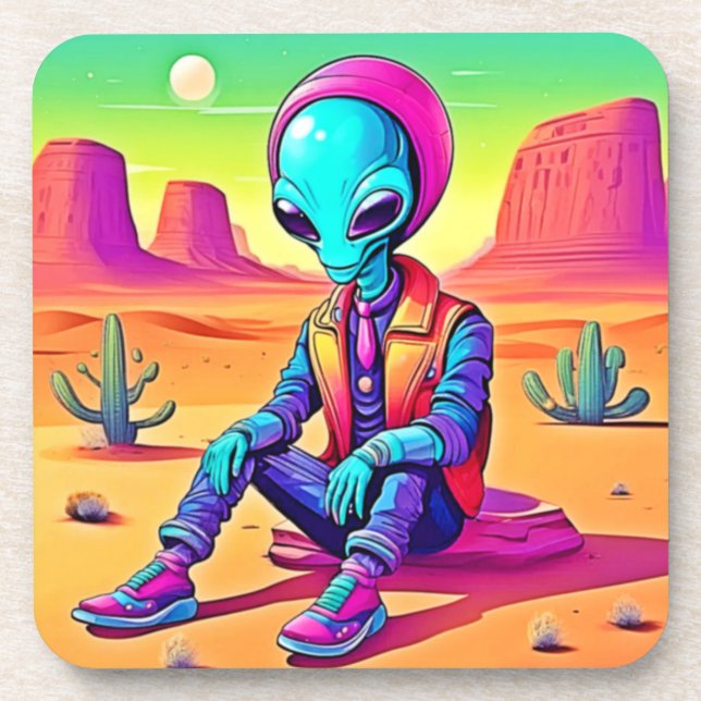 Cool Alien Desert Chillin Getränkeuntersetzer (Vorderseite)
