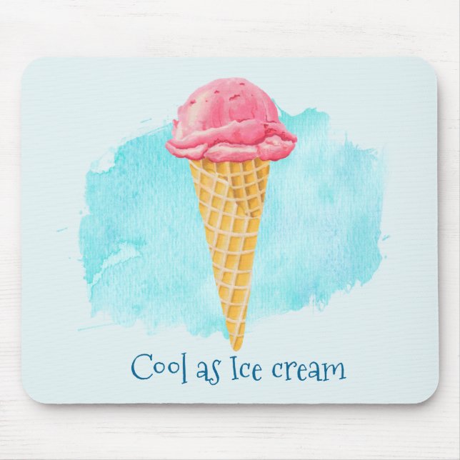 Cool als Eiscreme Erdbeerkronenpuppe Mousepad (Vorne)