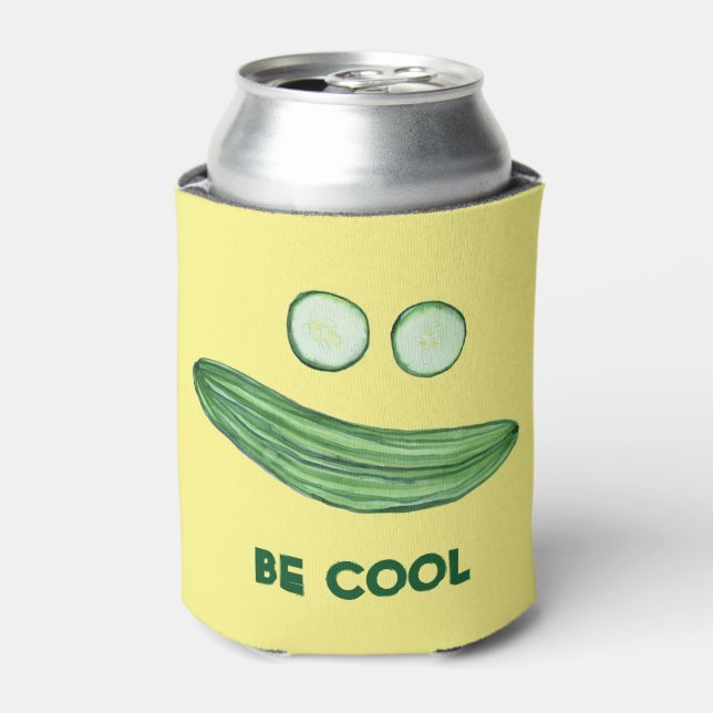 Cool als Gurke "BE COOL" Funny Wcolor Dosenkühler (Kanne Vorderseite)