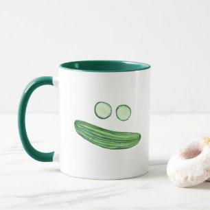 Cool als Gurkelustiges Watercolor-Gurken-Gesicht Tasse