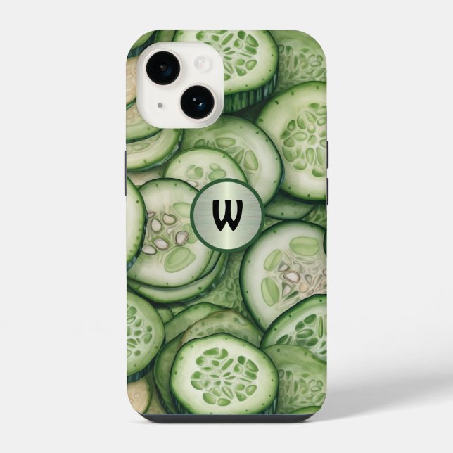 Cool als Gurken Grünes Veggie Monogramm iPhone Hülle (Rückseite)
