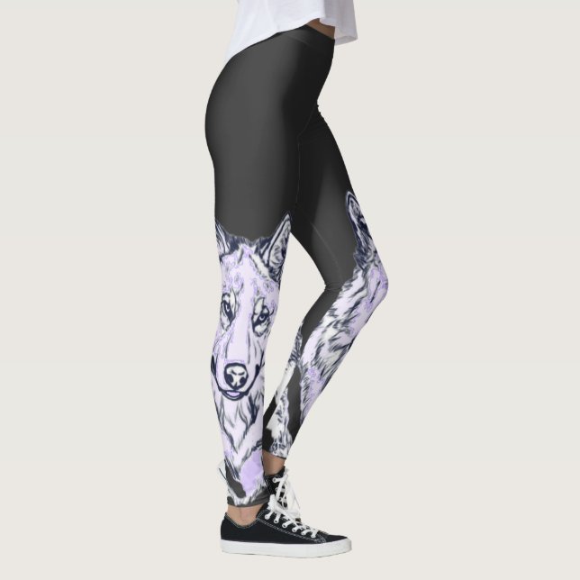 Cool Amethyst White Wolf Leggings (Rechts)