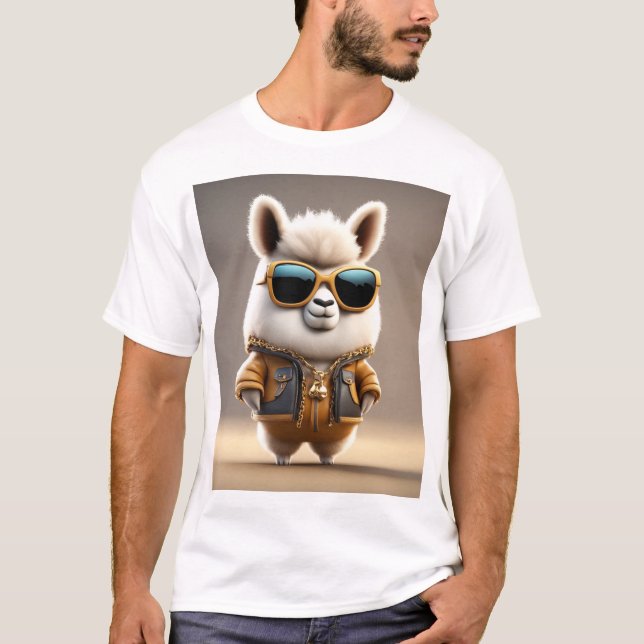 Cool, Angesagt, trendy Fluffy Lama T-Shirt (Vorderseite)