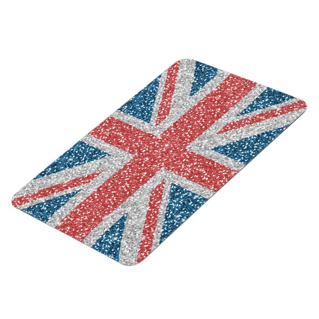 Cool angesagter UK Union Jack Flag Imitats Glitzer Magnet (Linke Seite)