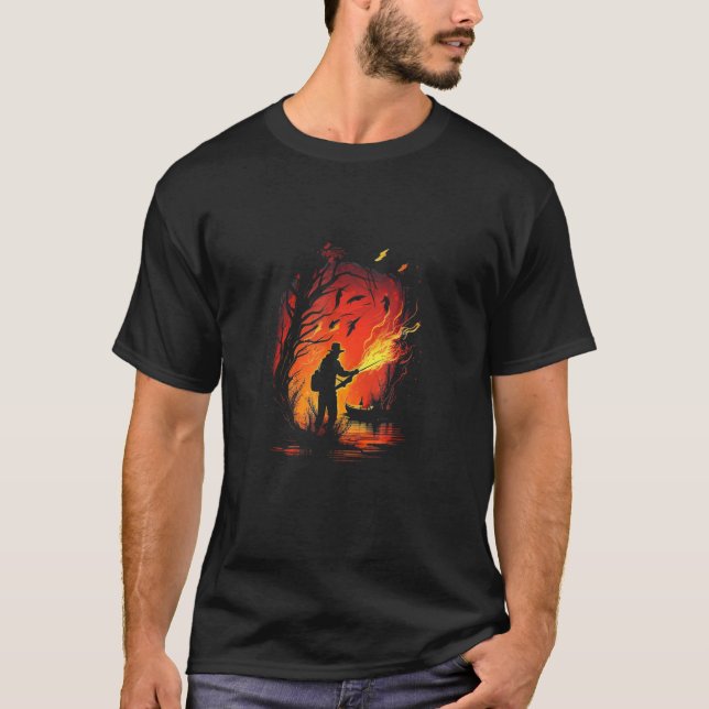 Cool Angler on Fire for burning fishering love & F T-Shirt (Vorderseite)