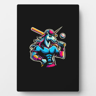 Cool Angry Einhorn spielt Baseball Ball Schläger B Fotoplatte