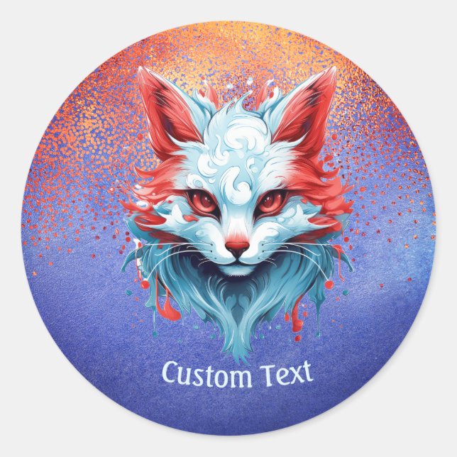 Cool Anime Magical Cat Personalisiert Runder Aufkleber (Vorderseite)